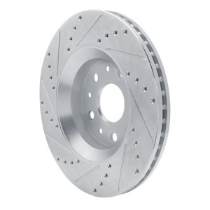 Jeep Gladiator Brake Rotor (1) - Front Right - R1 Concepts - Drilled & Slotted - Silver - `18-`25